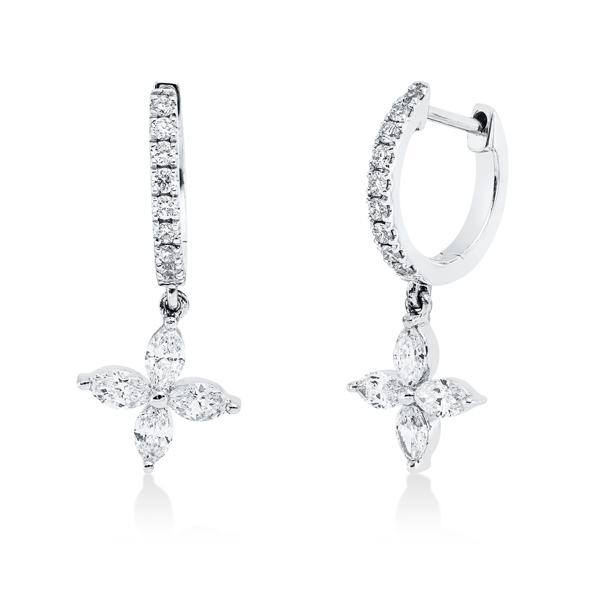 diamond full cut  modern woman earrings in white gold