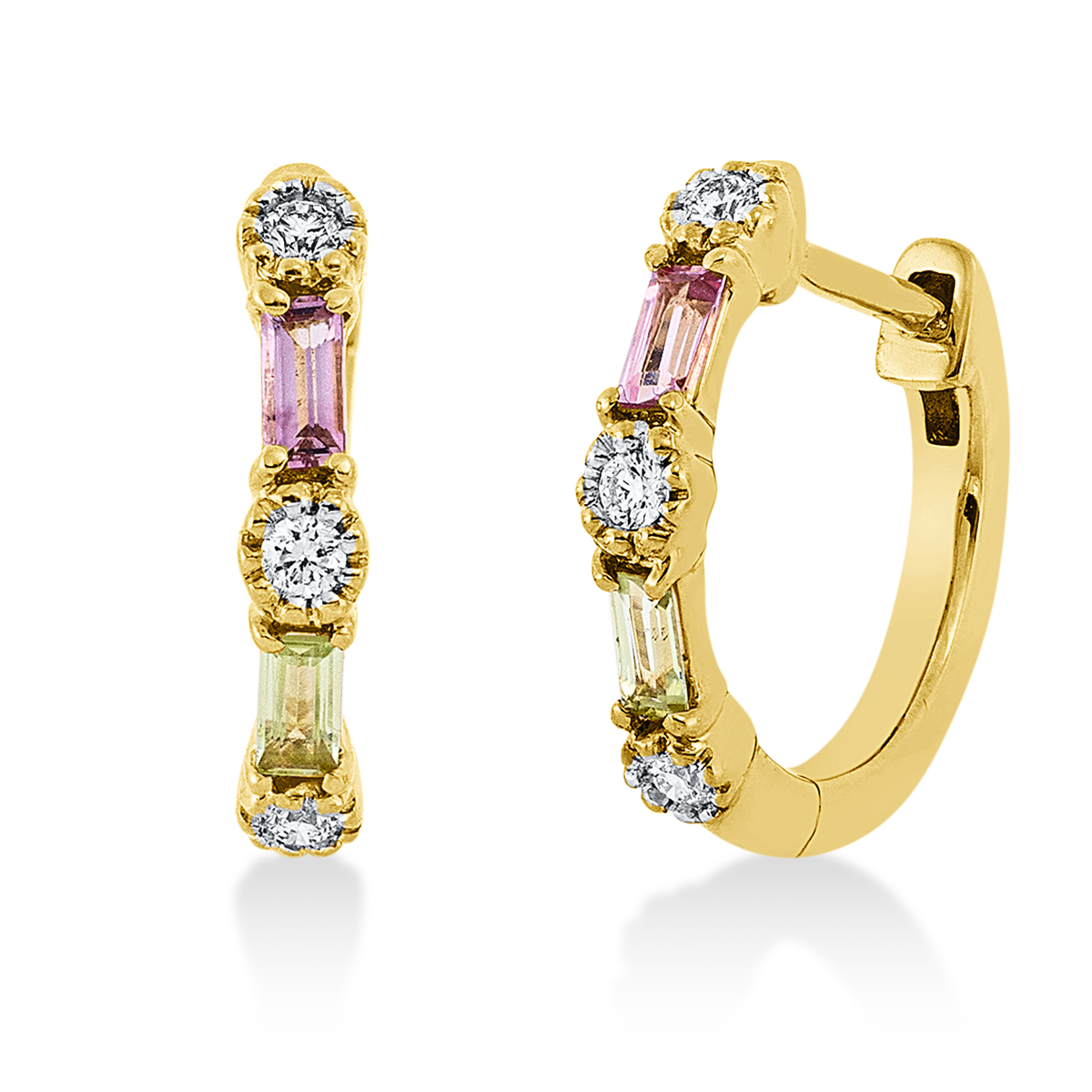 gekleurde stenen klassieke hoepels en knuffels - 2P981