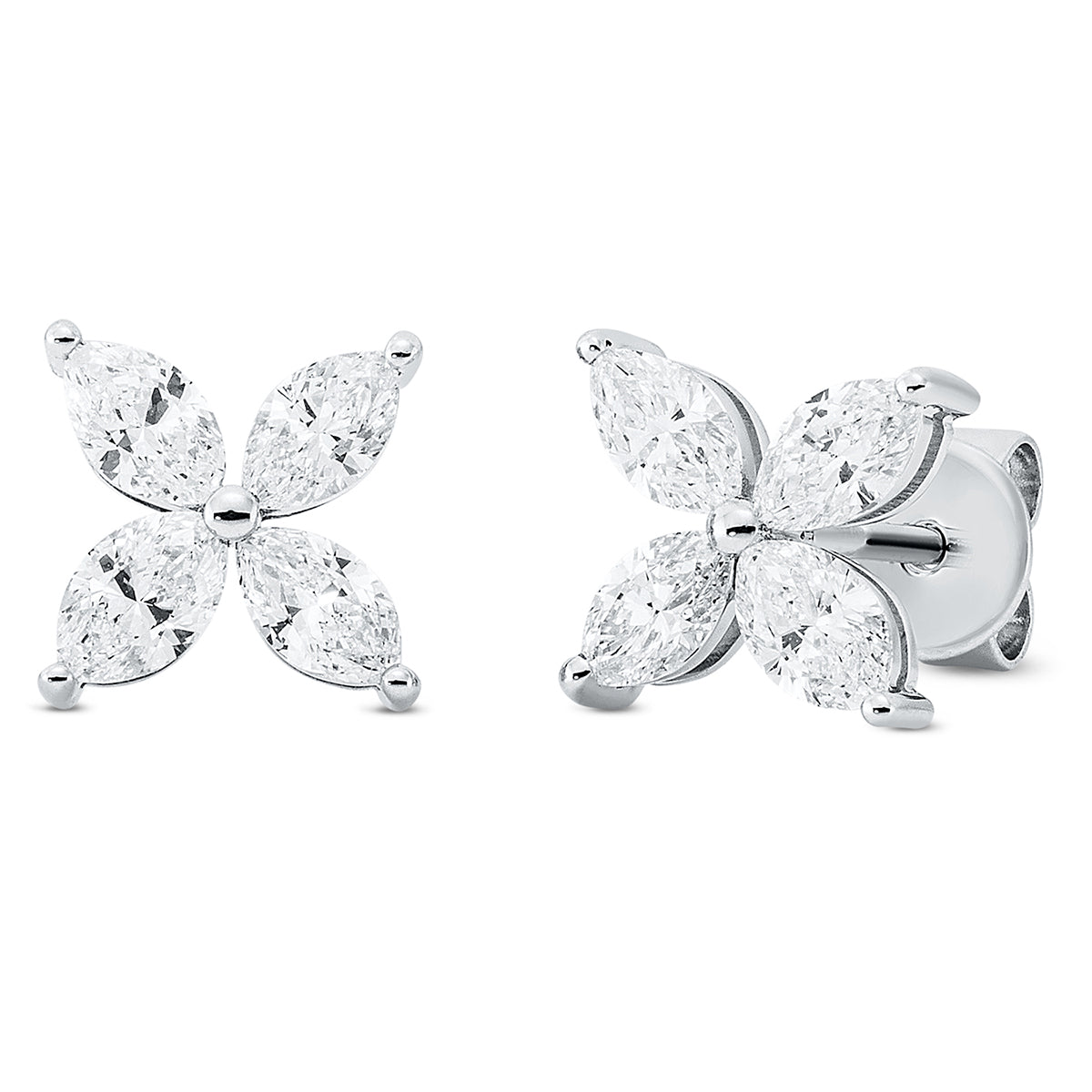 marquise  modern woman studs in white gold