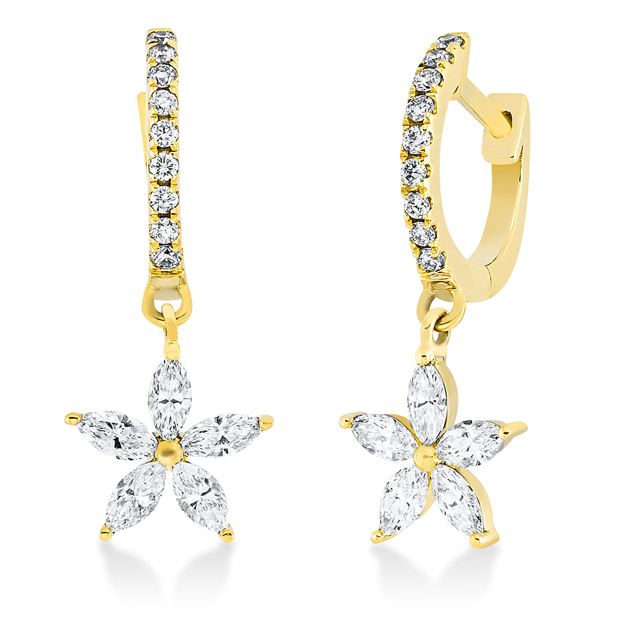 diamond full cut  modern woman earrings in yellow gold
