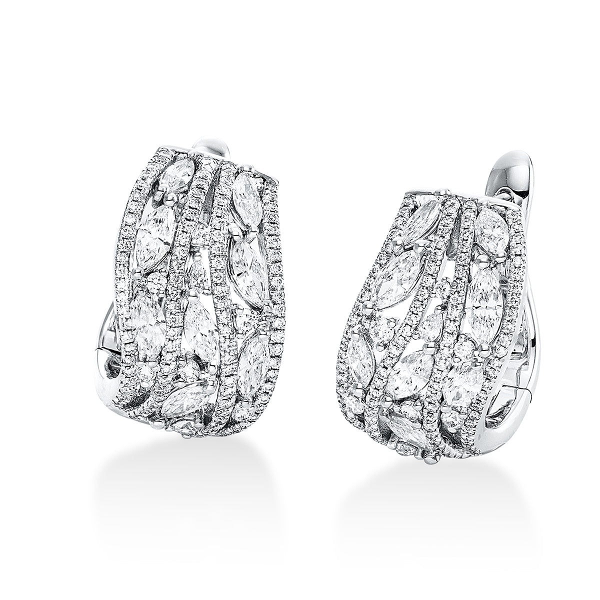 diamond full cut  exclusive hoops & huggies in white gold