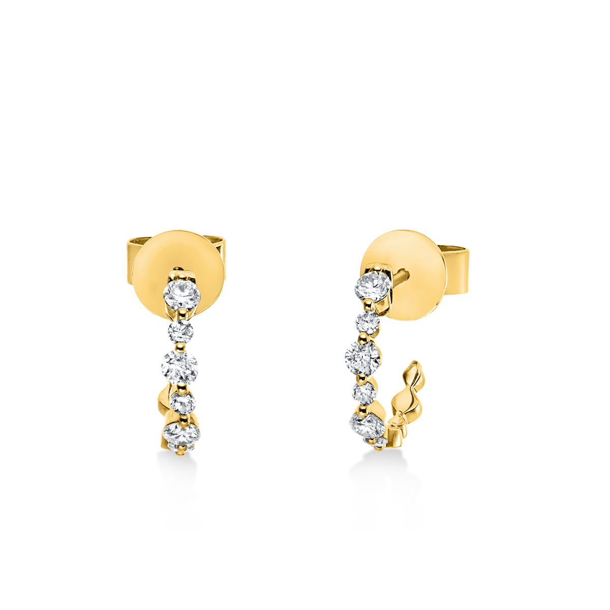 diamond full cut  modern woman studs in yellow gold