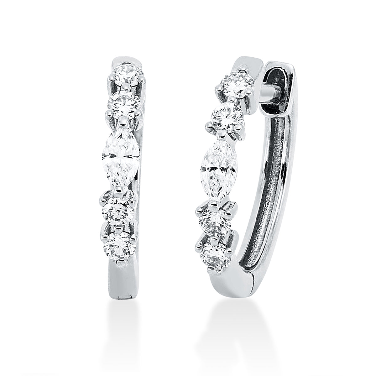 diamond full cut  modern woman hoops & huggies in white gold