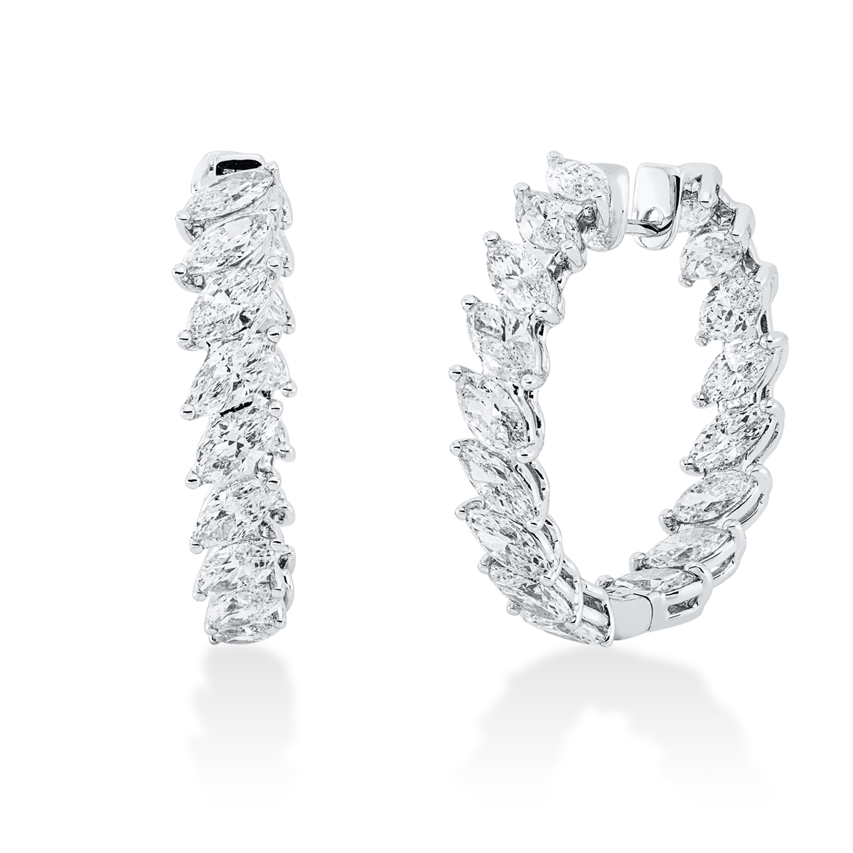 marquise  exclusive hoops & huggies in white gold