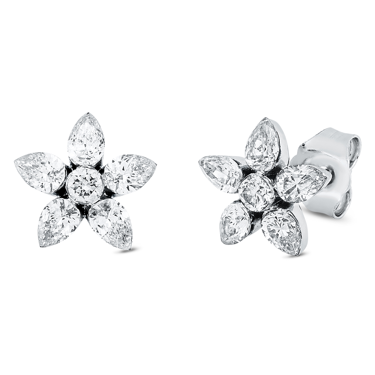 diamond full cut  modern woman studs in white gold