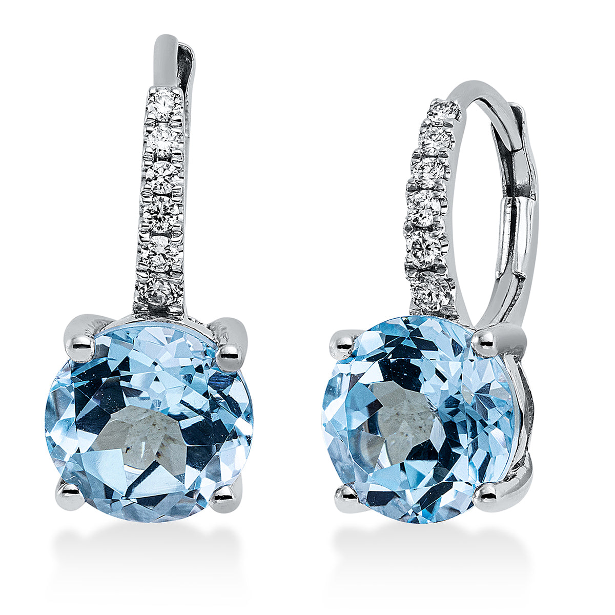diamond full cut topaz colored stone fashion earrings in white gold