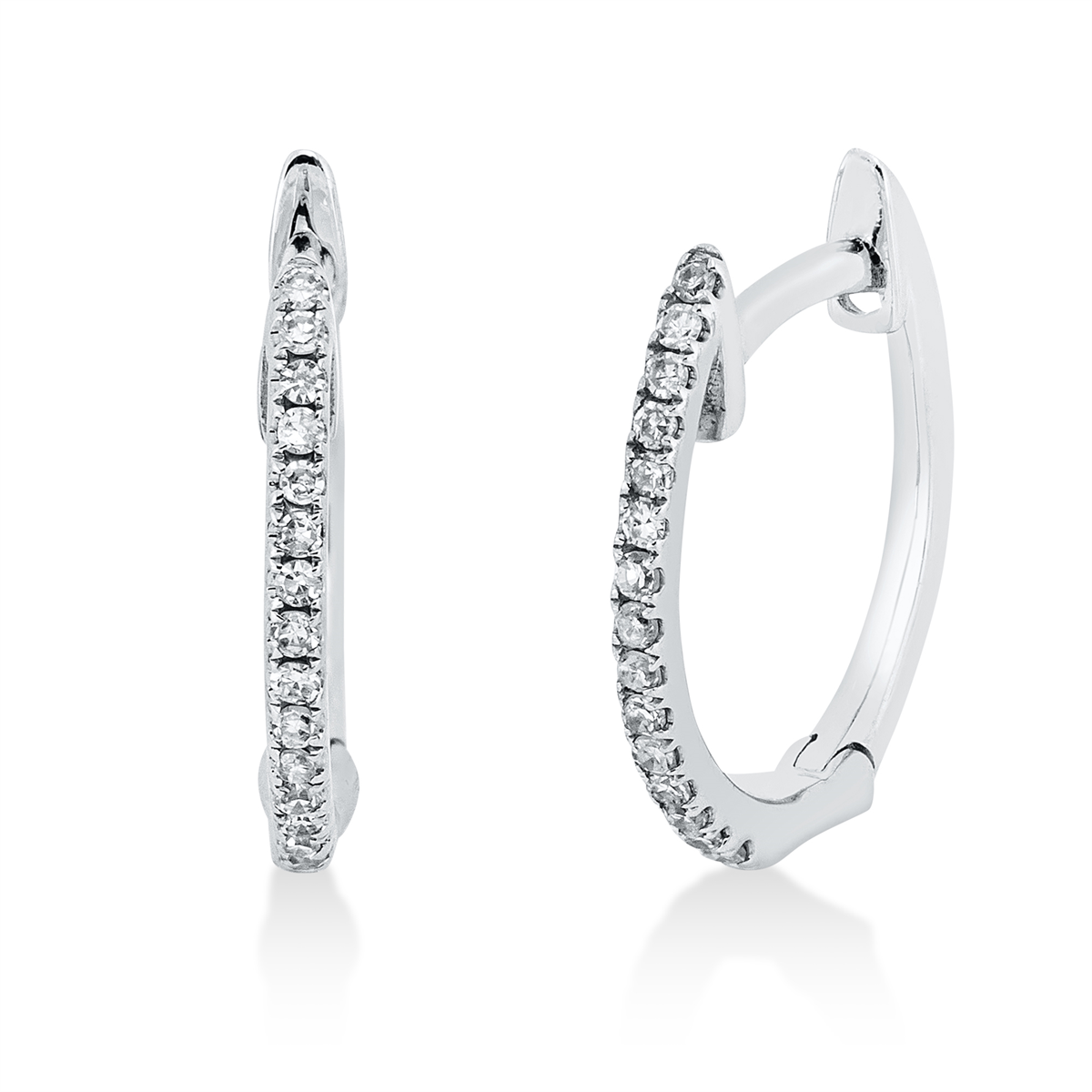 diamond single cut  modern woman hoops & huggies in white gold