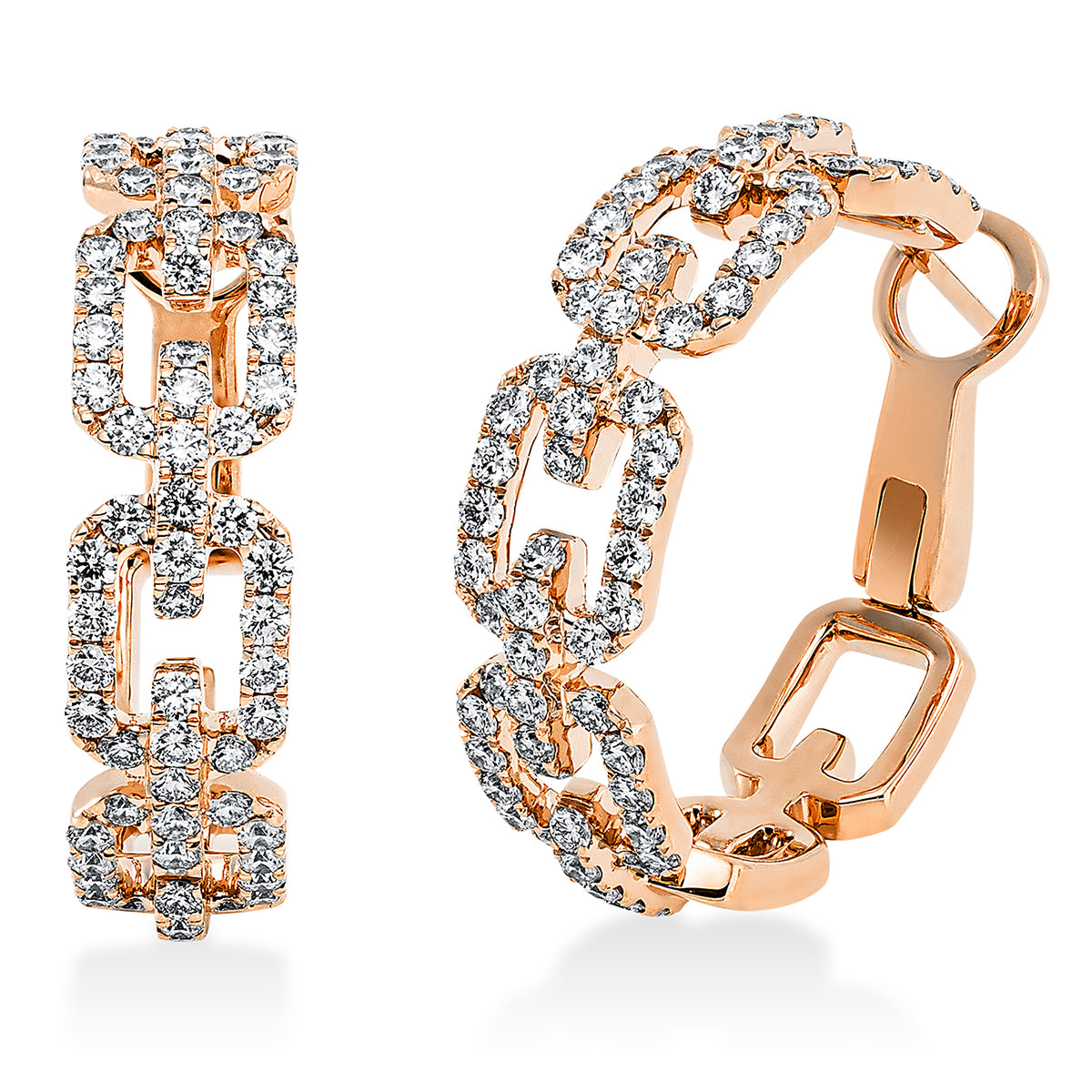 diamond full cut  exclusive hoops & huggies in red gold