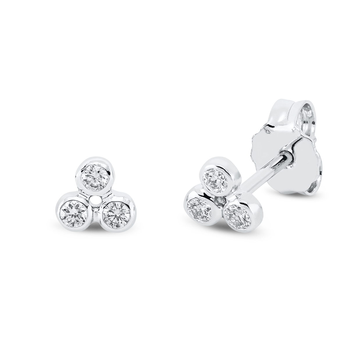 diamond full cut  modern woman studs in white gold