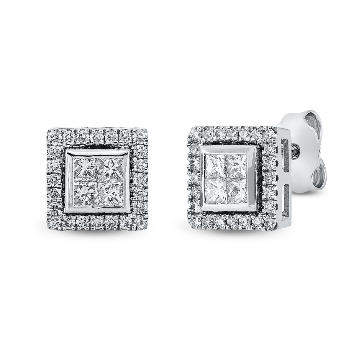 diamond full cut  illusion classic studs in white gold