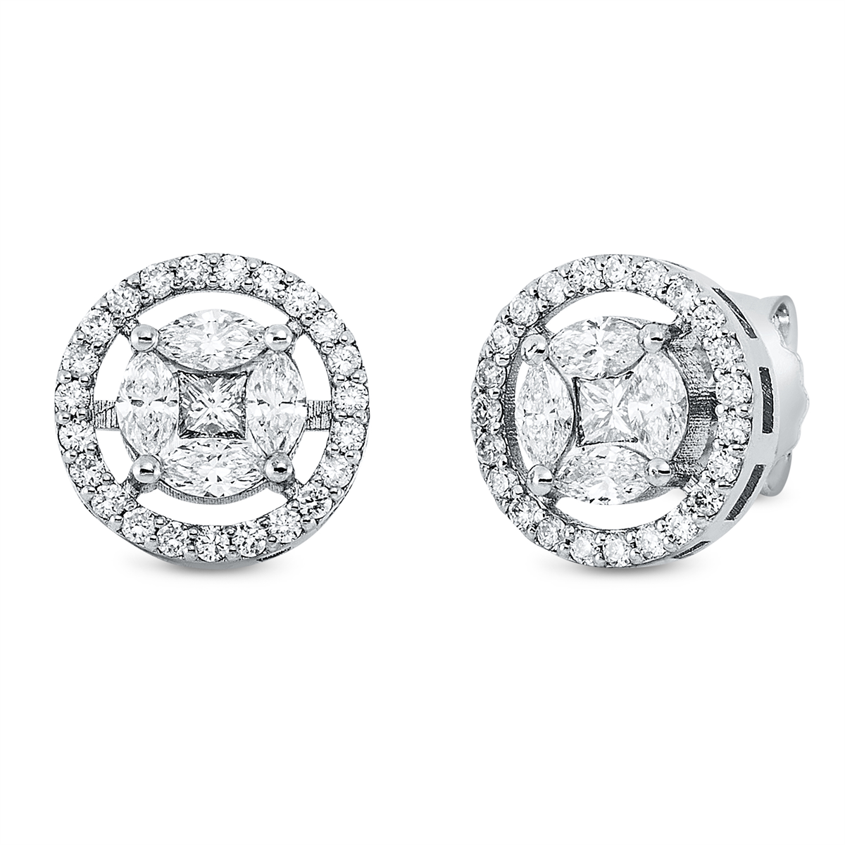 diamond full cut  illusion classic studs in white gold