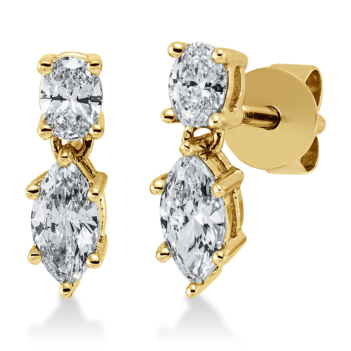 marquise  modern woman earrings in yellow gold