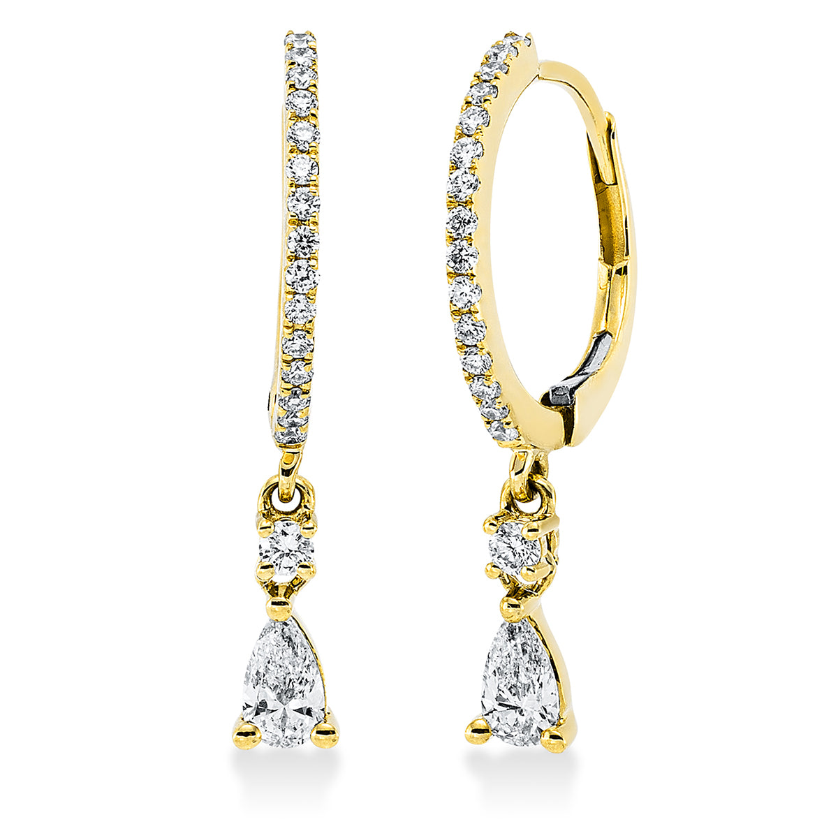 diamond full cut  modern woman earrings in yellow gold