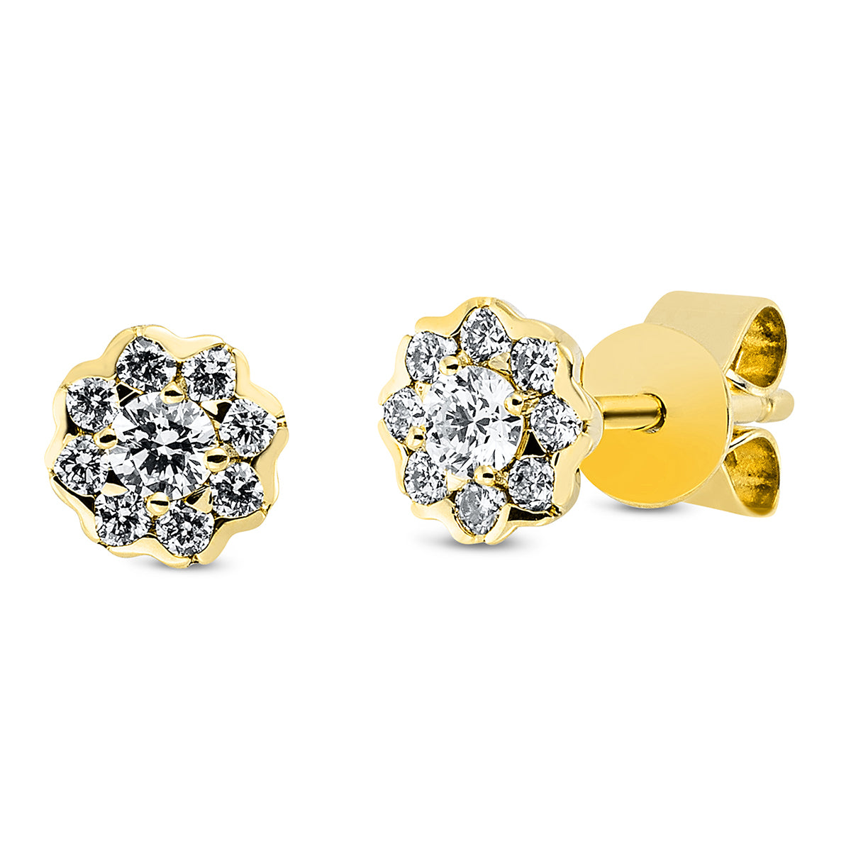 diamond full cut  illusion classic studs in yellow gold