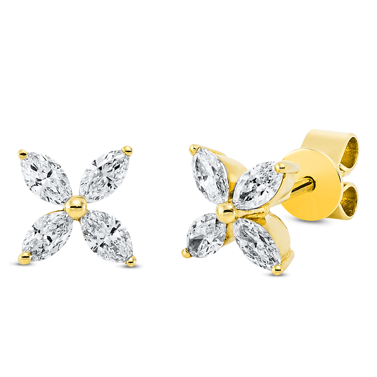marquise  modern woman studs in yellow gold