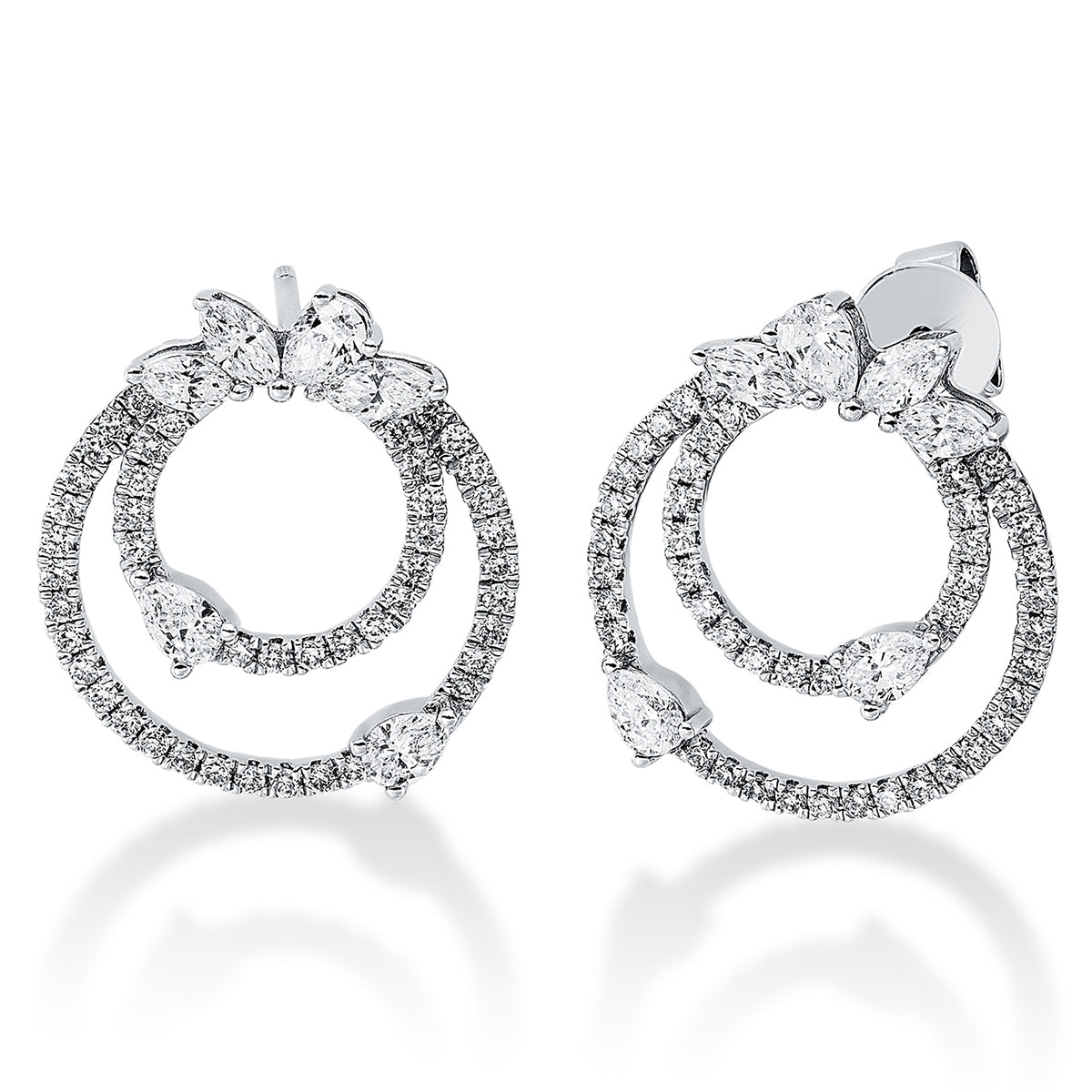 diamond full cut  modern woman studs in white gold
