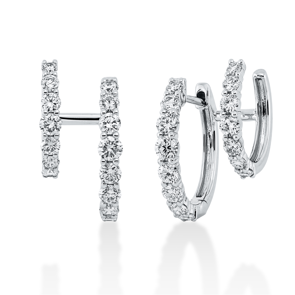 diamond full cut  modern woman earrings in white gold