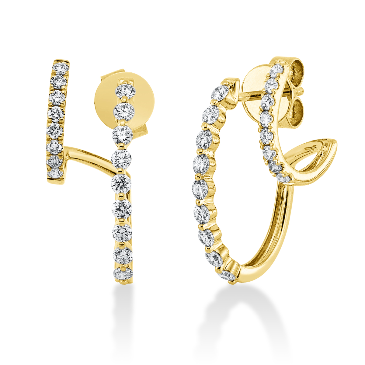 diamond full cut  modern woman earrings in yellow gold