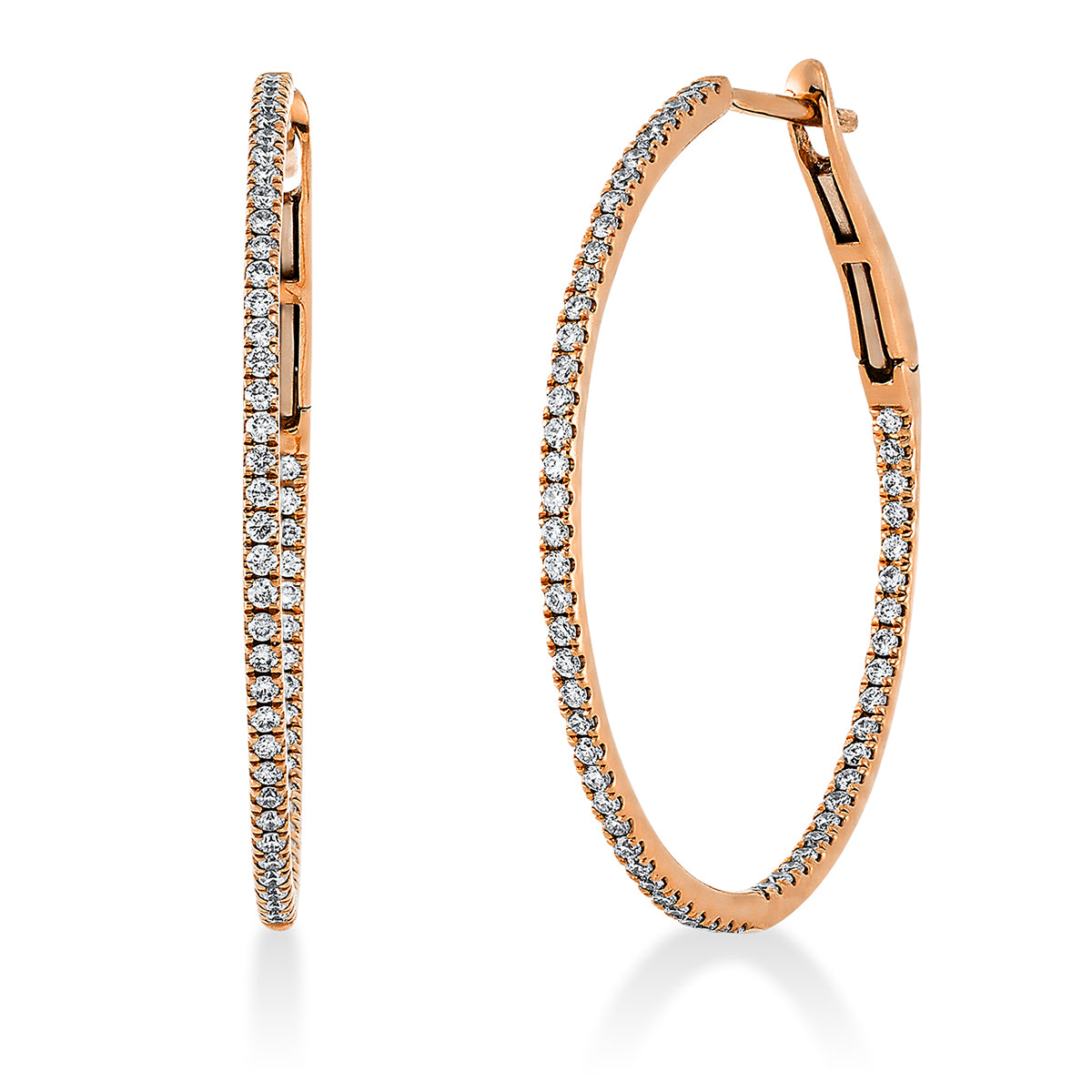 diamond full cut  modern woman hoops & huggies in red gold