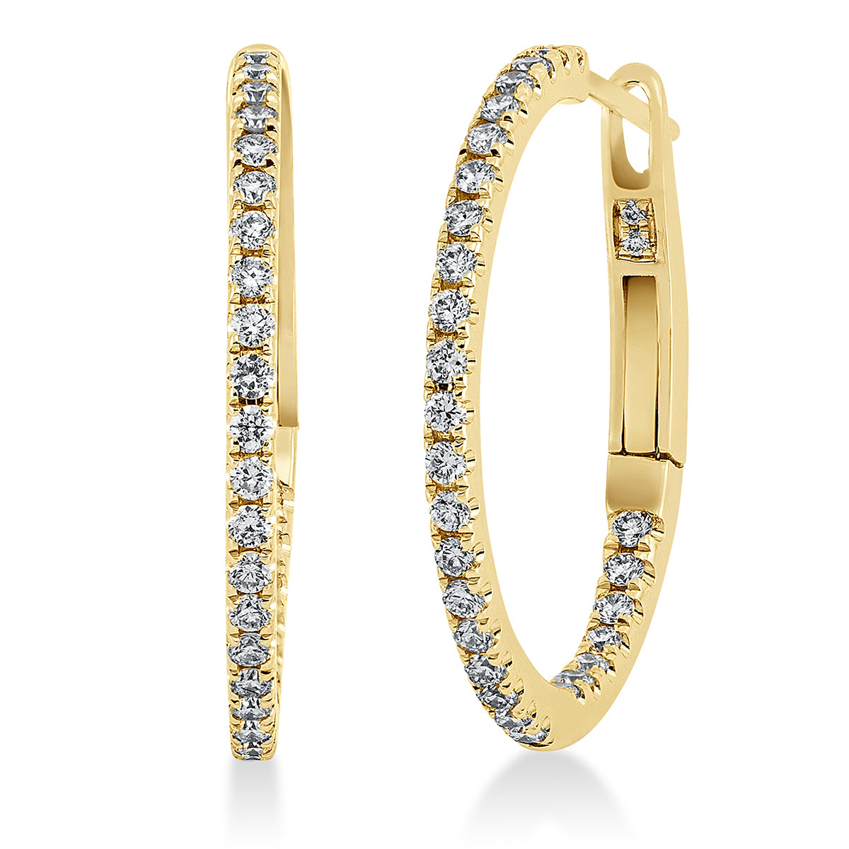 diamond full cut  modern woman hoops & huggies in yellow gold