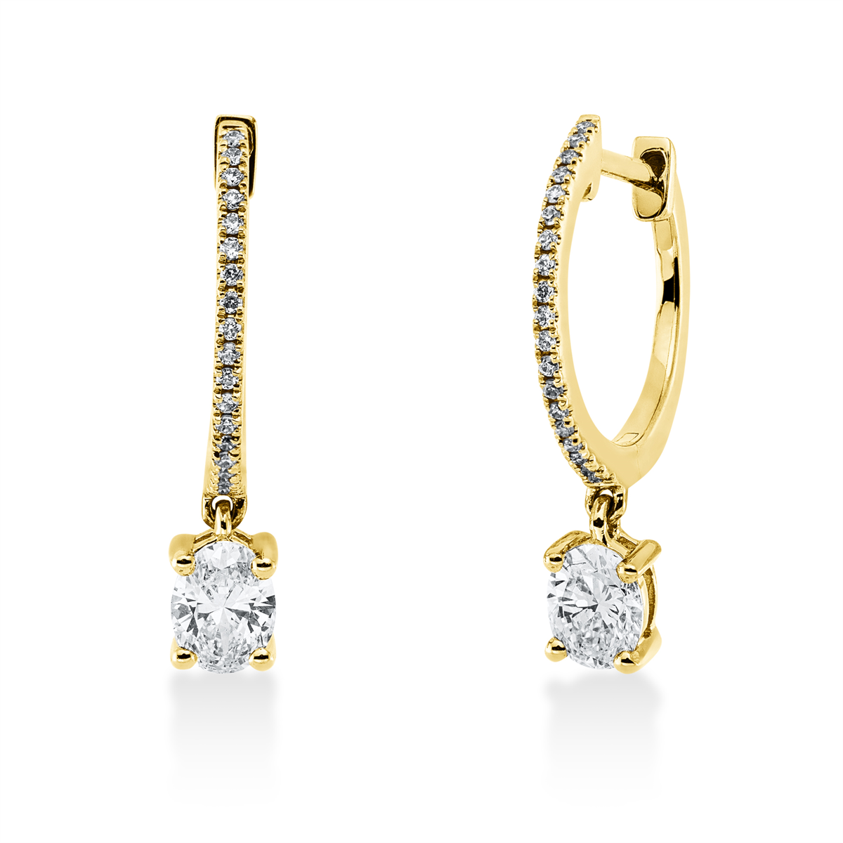 diamond full cut  solitaire with accent stones earrings in yellow gold