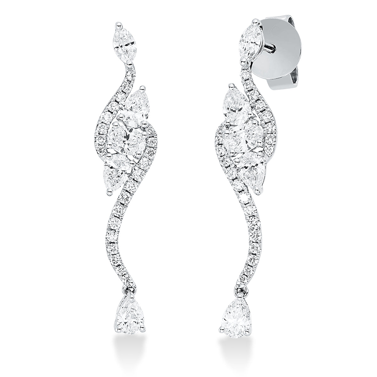 diamond full cut  modern woman earrings in white gold