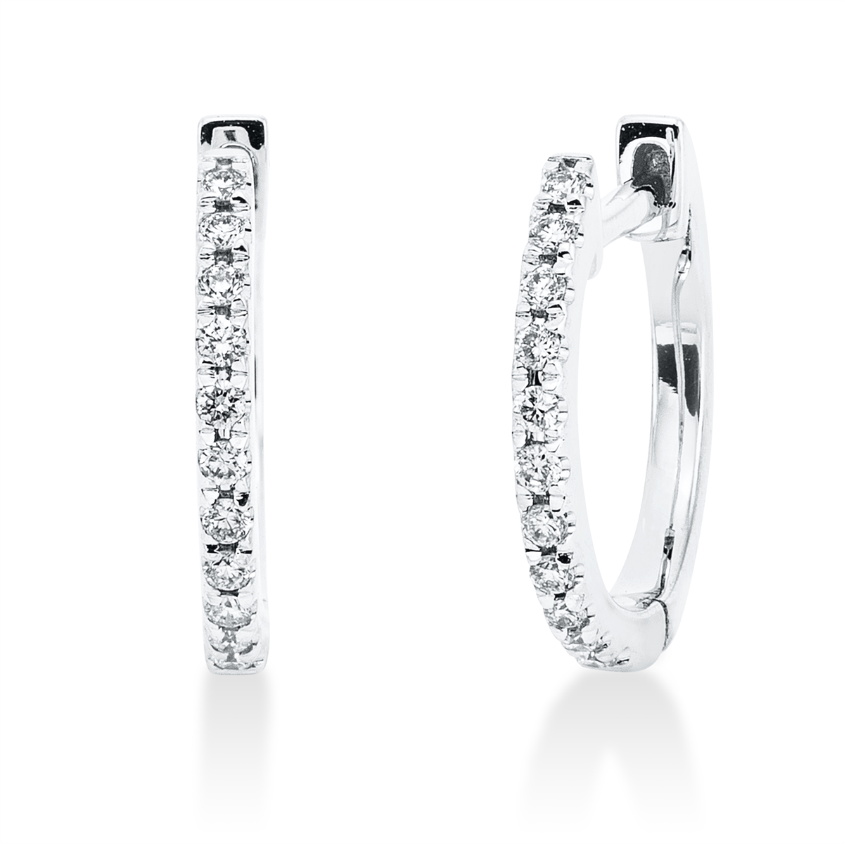 diamond full cut  modern woman hoops & huggies in white gold
