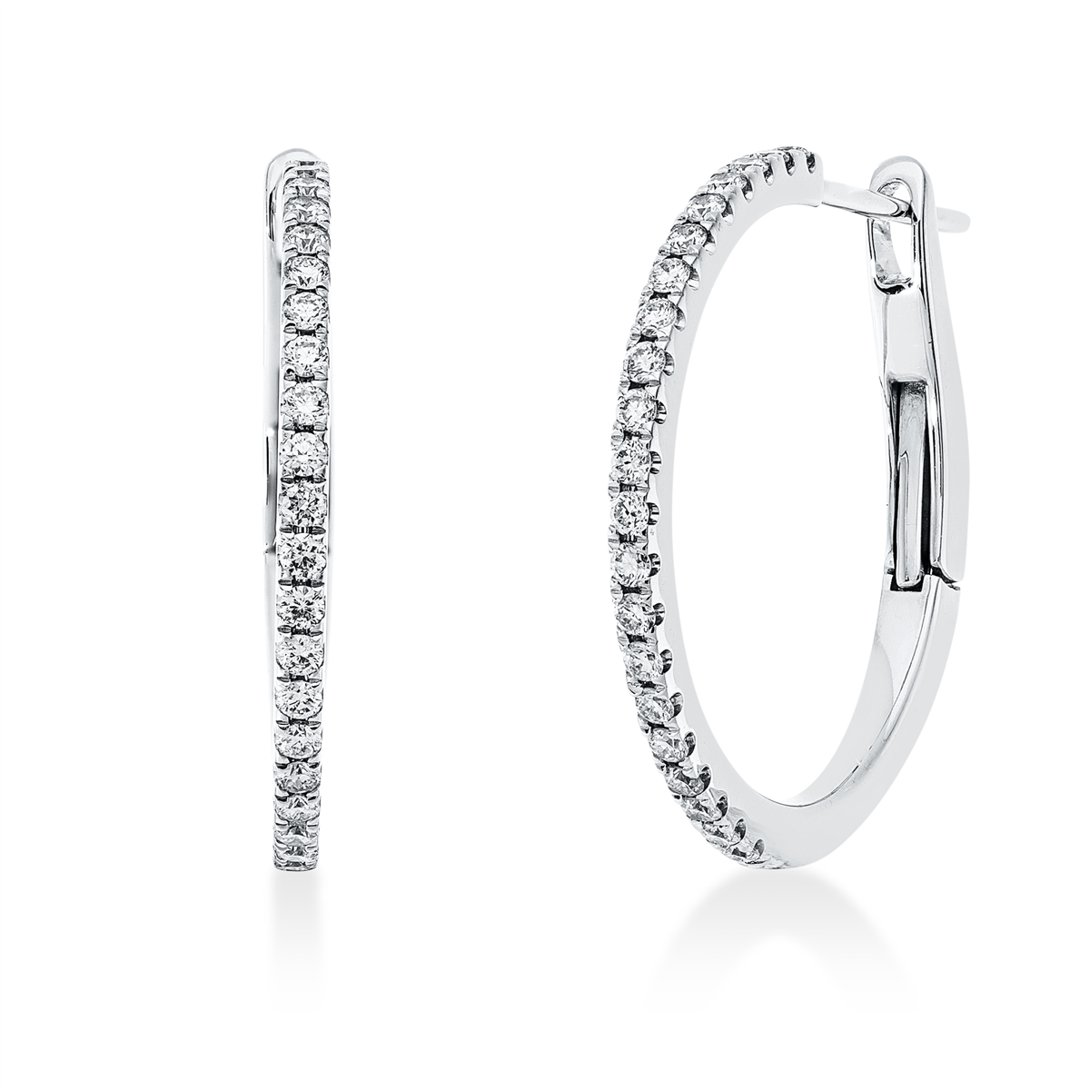 diamond full cut  modern woman hoops & huggies in white gold