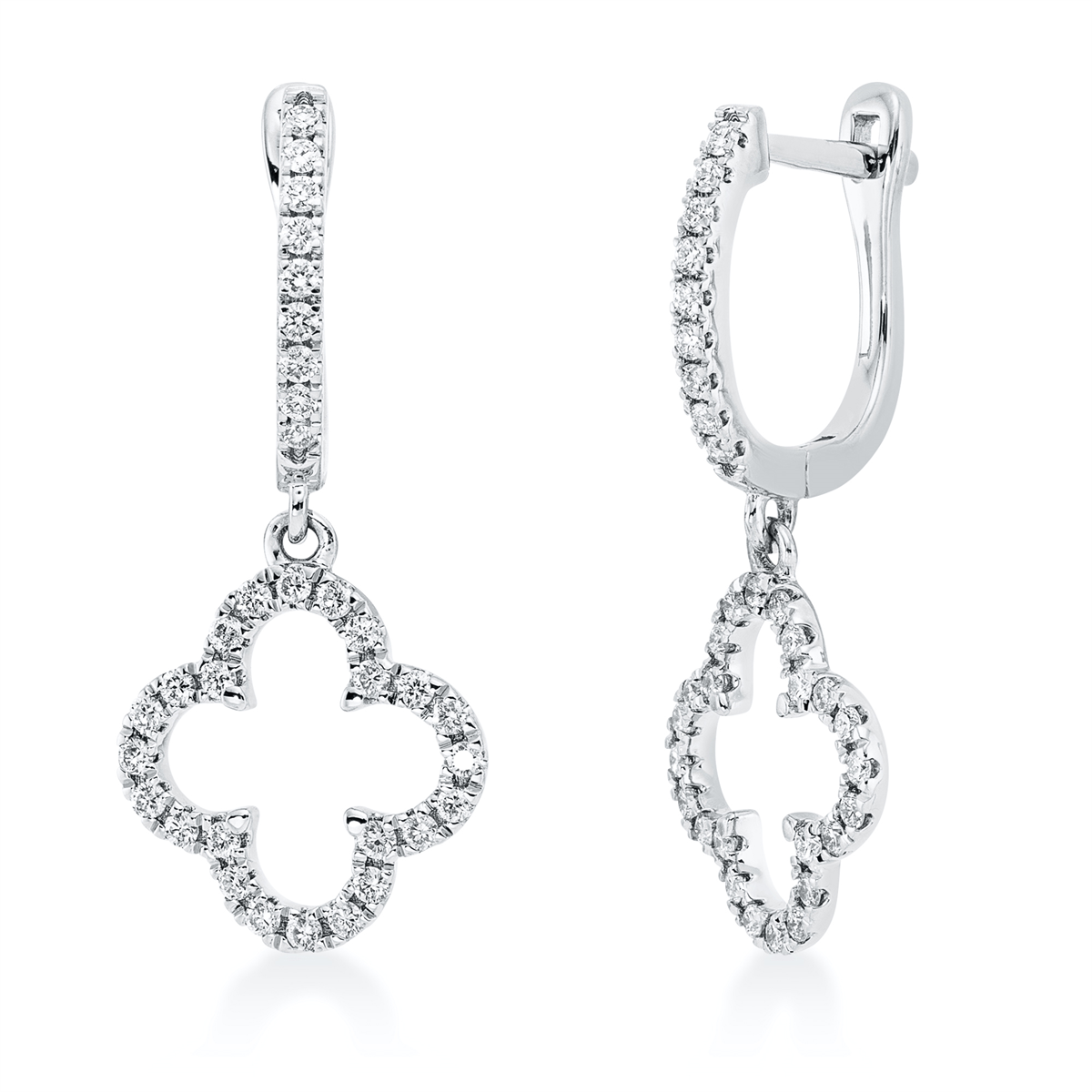 diamond full cut  modern woman hoops & huggies in white gold