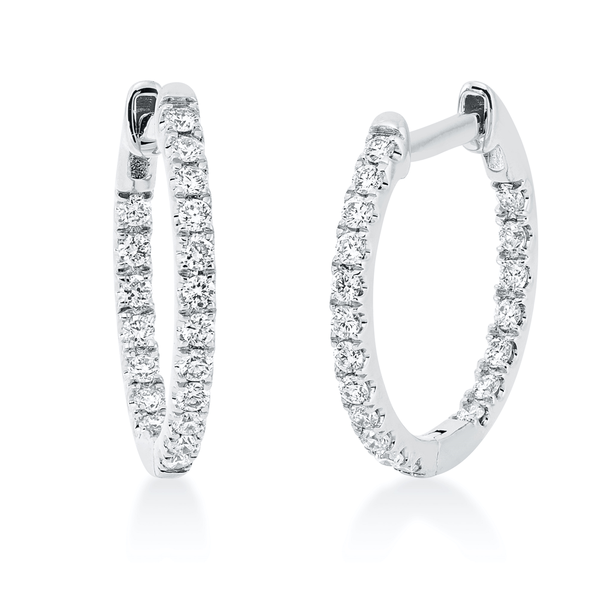 diamond full cut  modern woman hoops & huggies in white gold