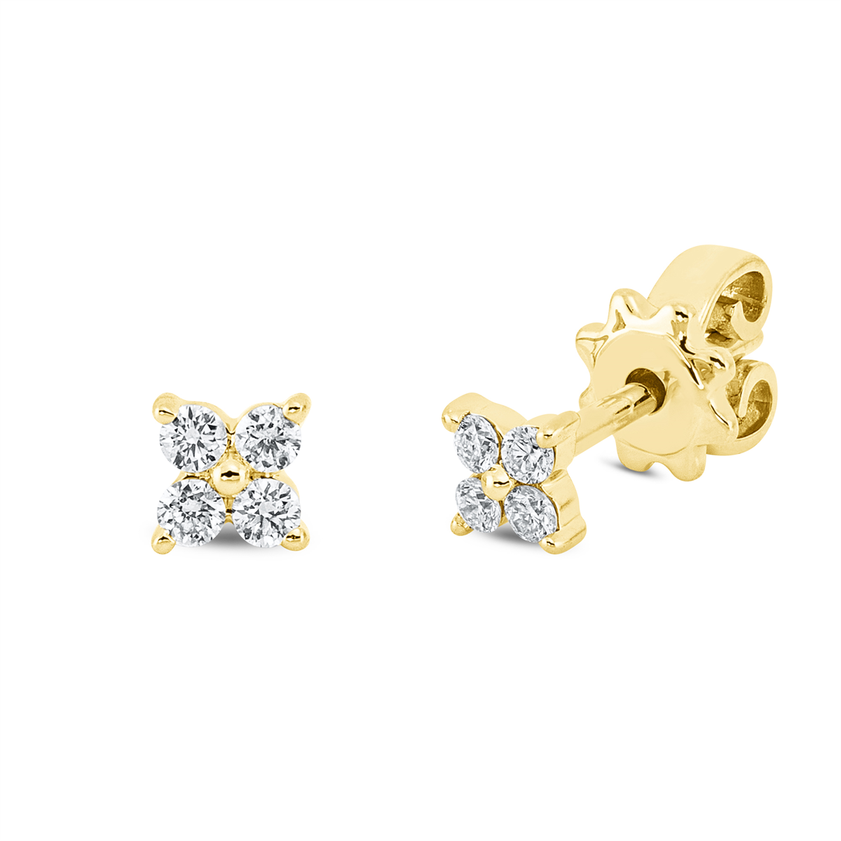 diamond full cut  modern woman studs in yellow gold
