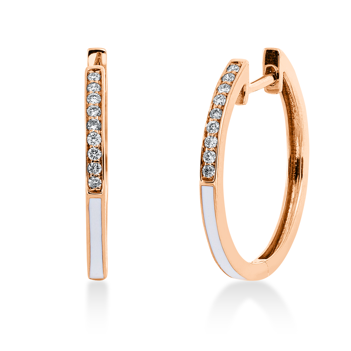 diamond full cut enamel modern woman hoops & huggies in red gold