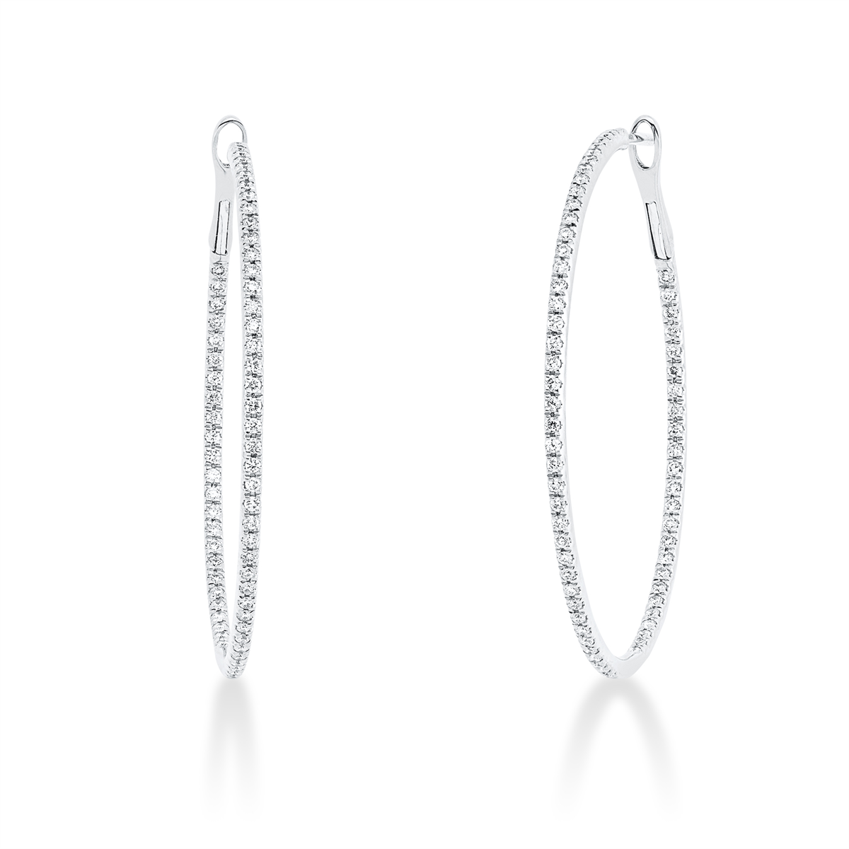 diamond full cut  modern woman hoops & huggies in white gold