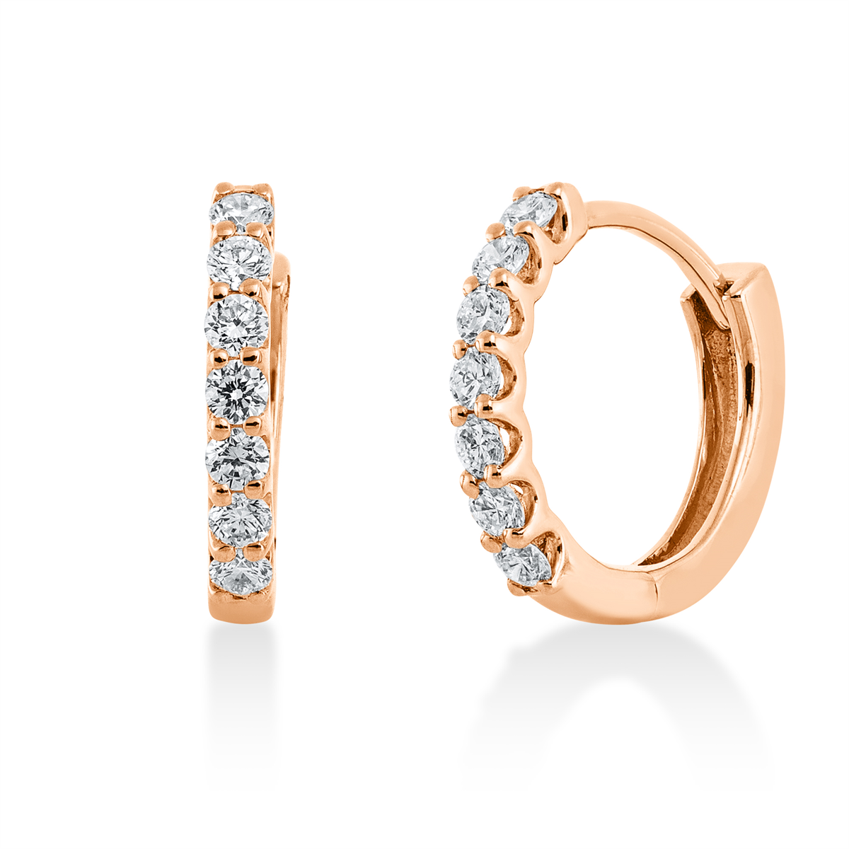diamond full cut  modern woman hoops & huggies in red gold