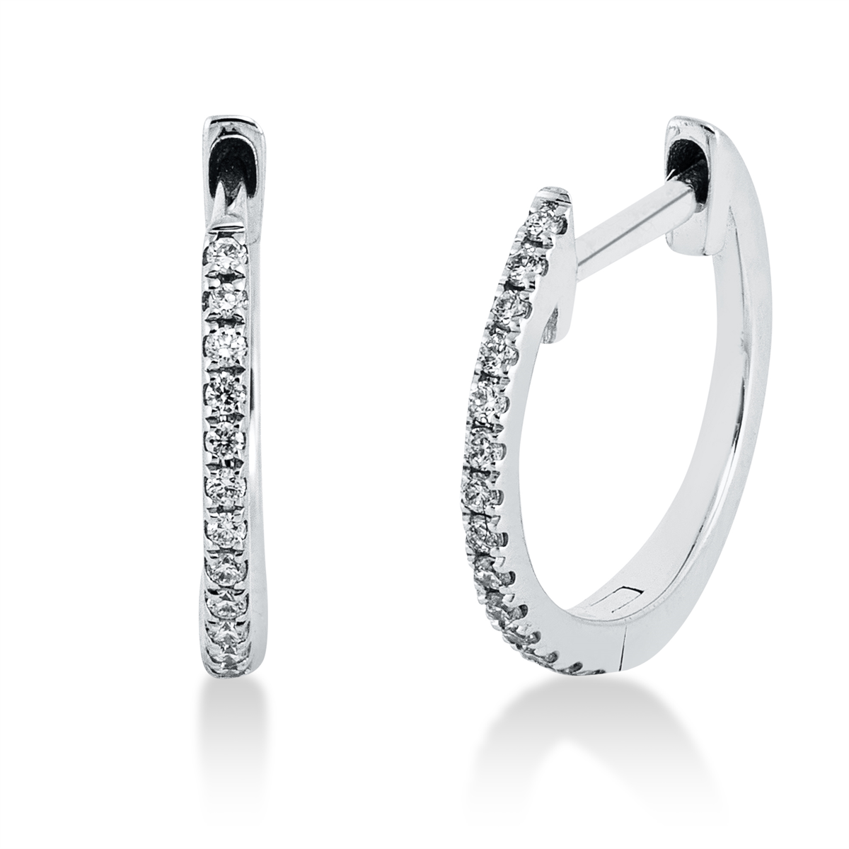 diamond full cut  modern woman hoops & huggies in white gold