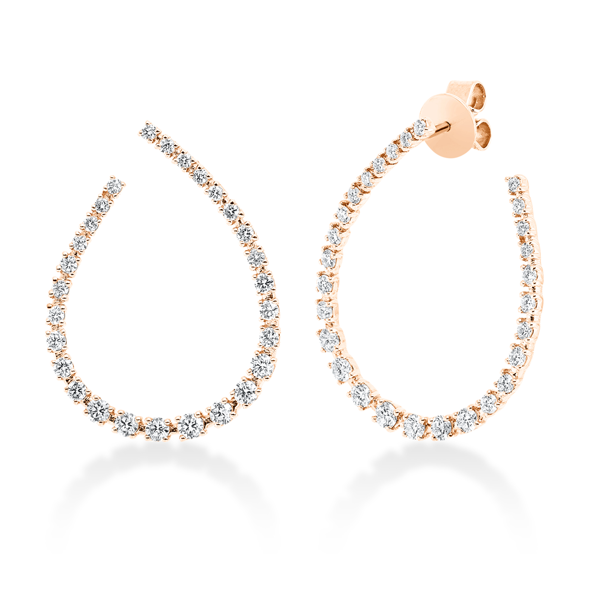 diamond full cut  modern woman earrings in red gold