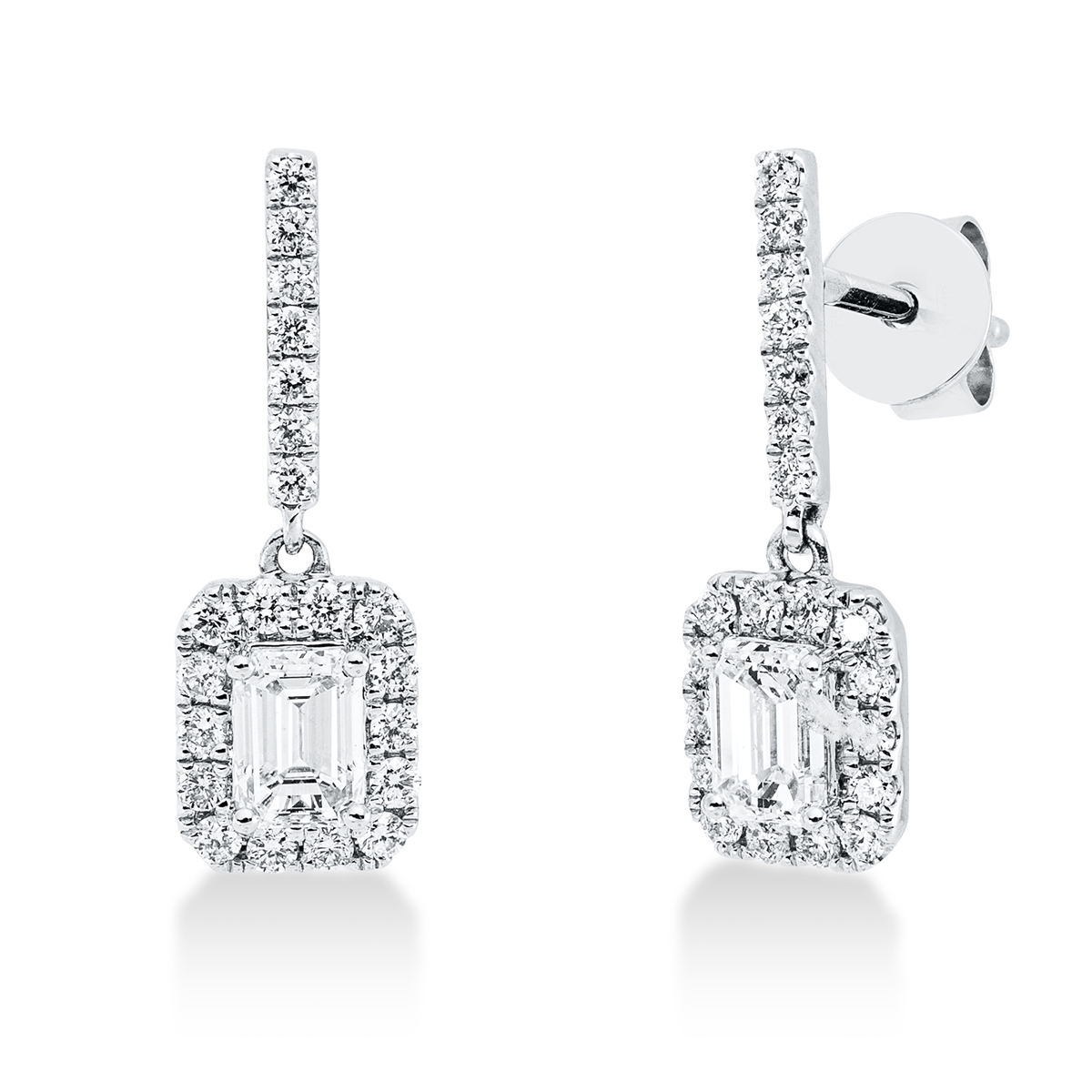 diamond full cut  solitaire with accent stones earrings in white gold