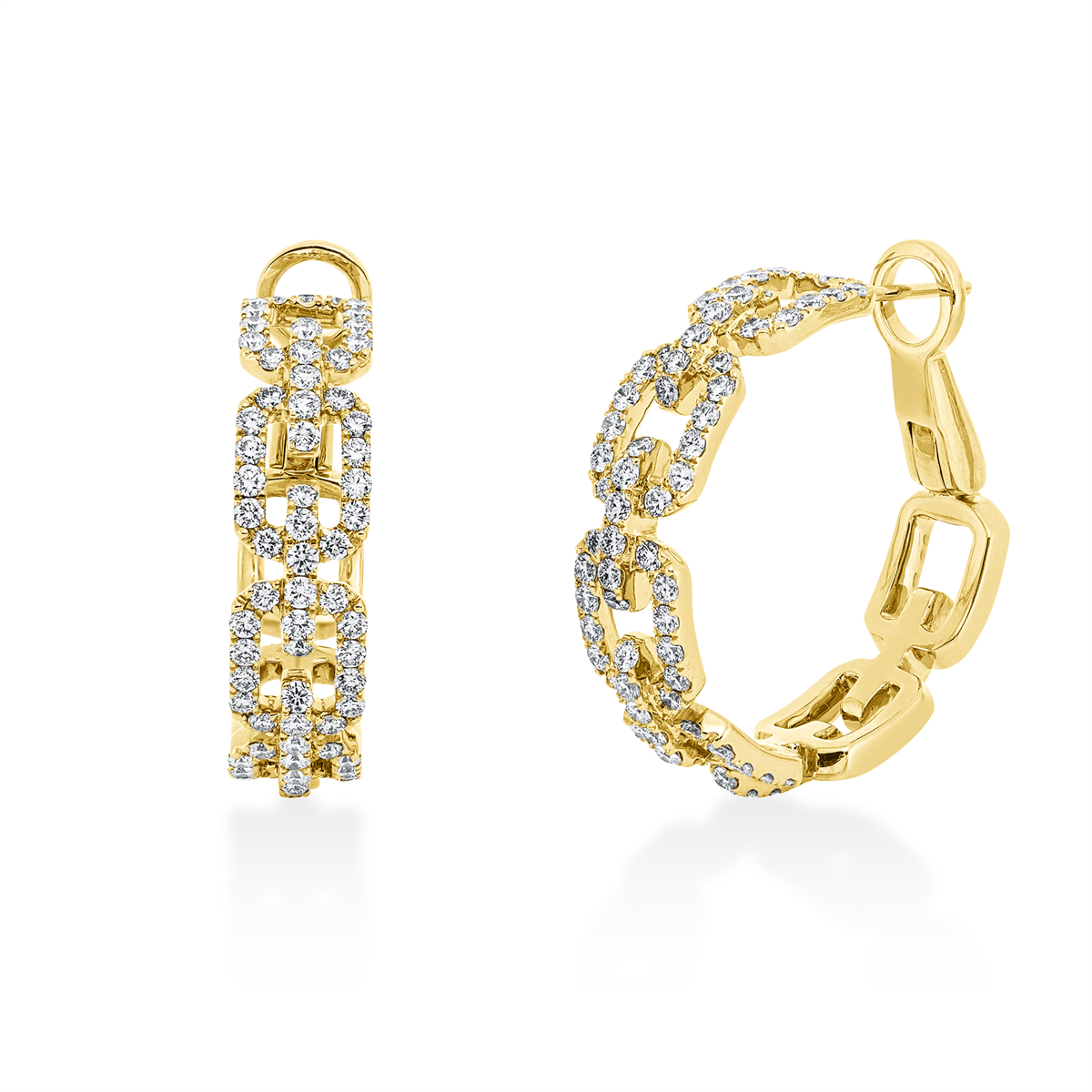 diamond full cut  exclusive hoops & huggies in yellow gold