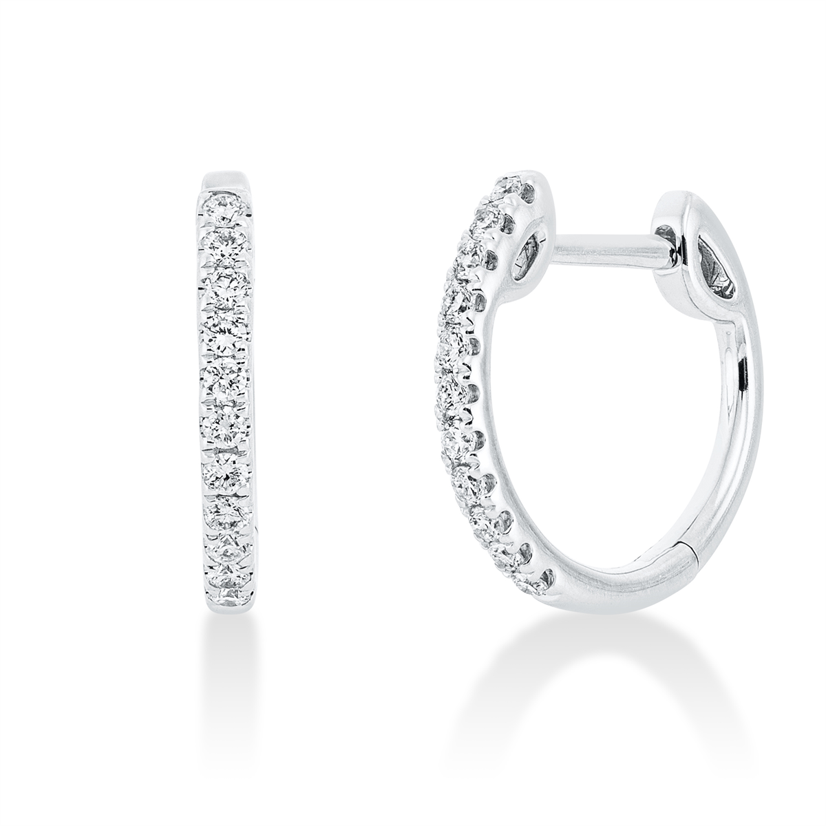 diamond full cut  modern woman hoops & huggies in white gold