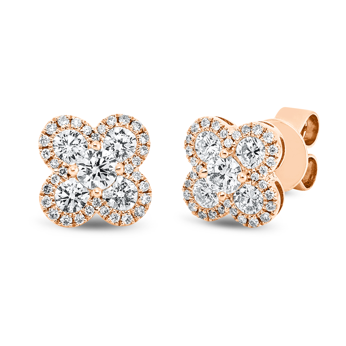 diamond full cut  illusion classic studs in red gold