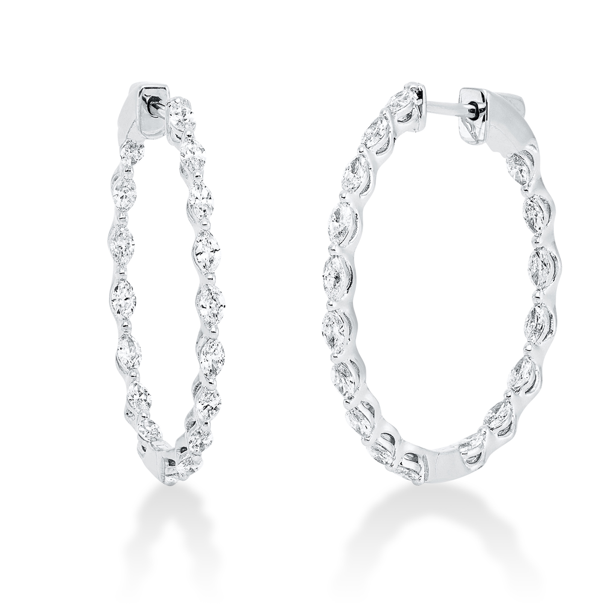 marquise  exclusive hoops & huggies in white gold