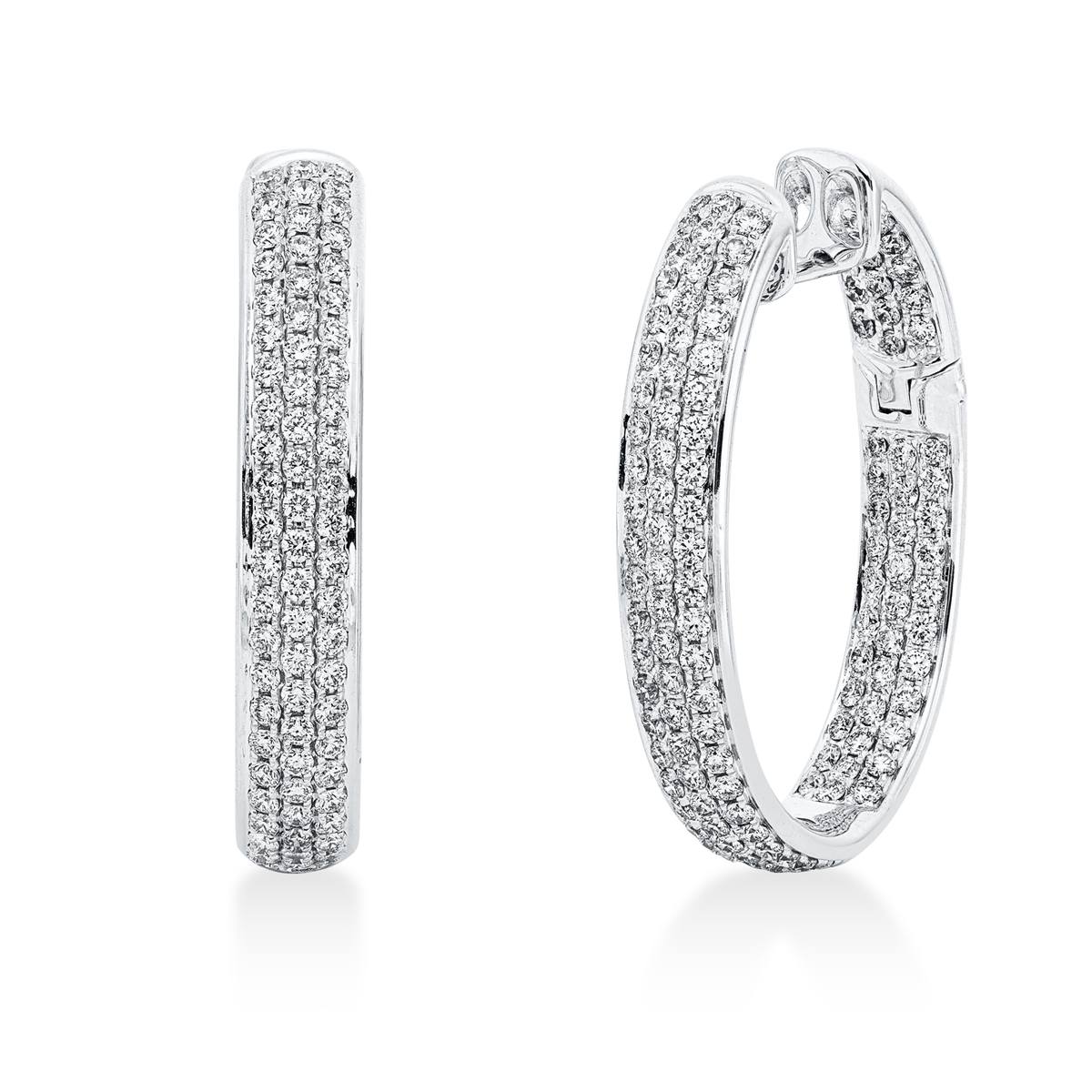 diamond full cut  pavé hoops & huggies in white gold