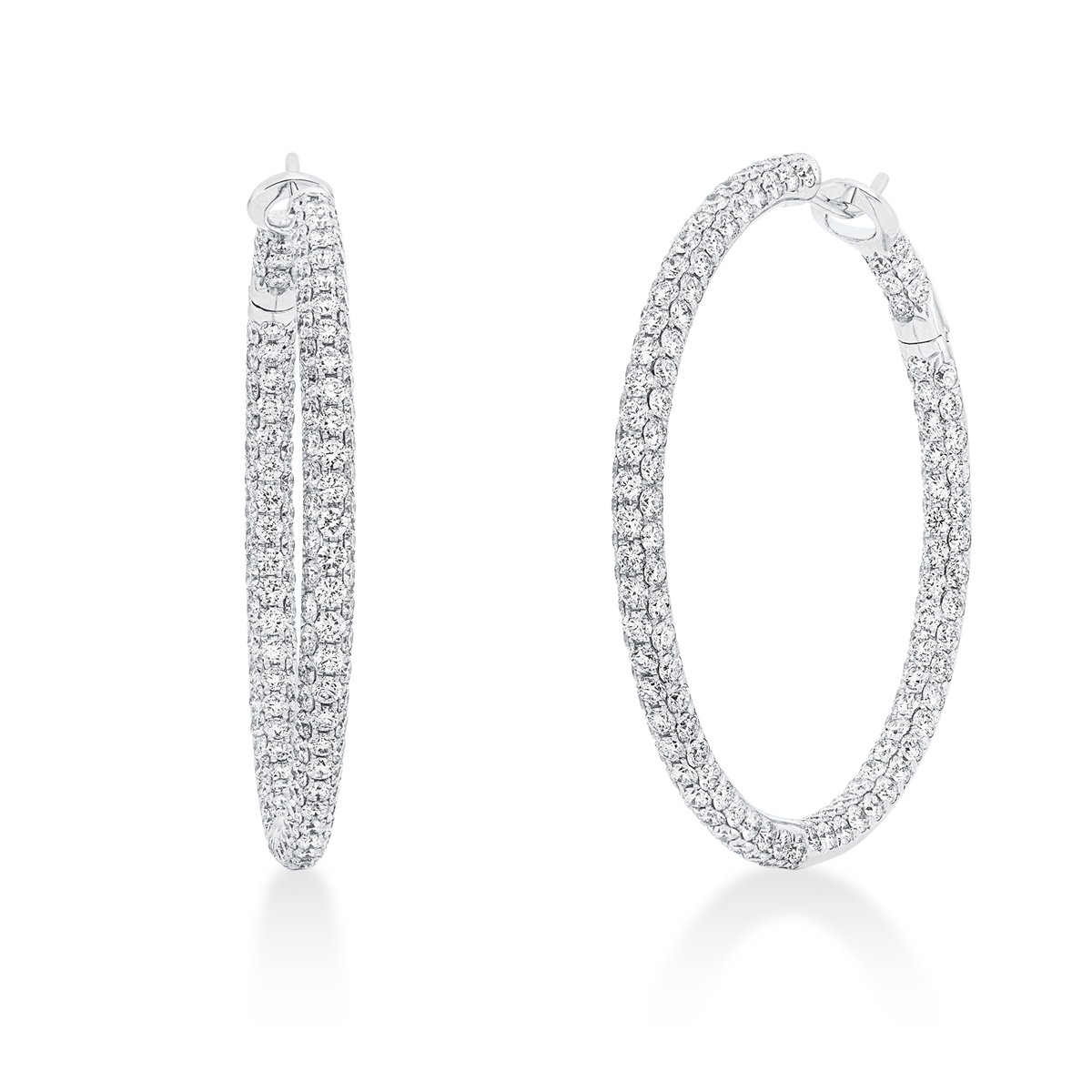 diamond full cut  pavé hoops & huggies in white gold