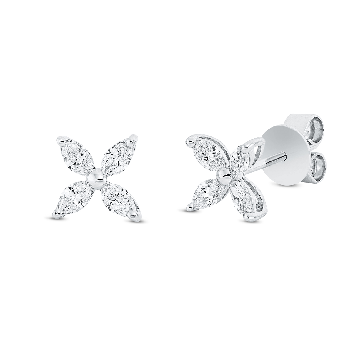 marquise  modern woman studs in white gold