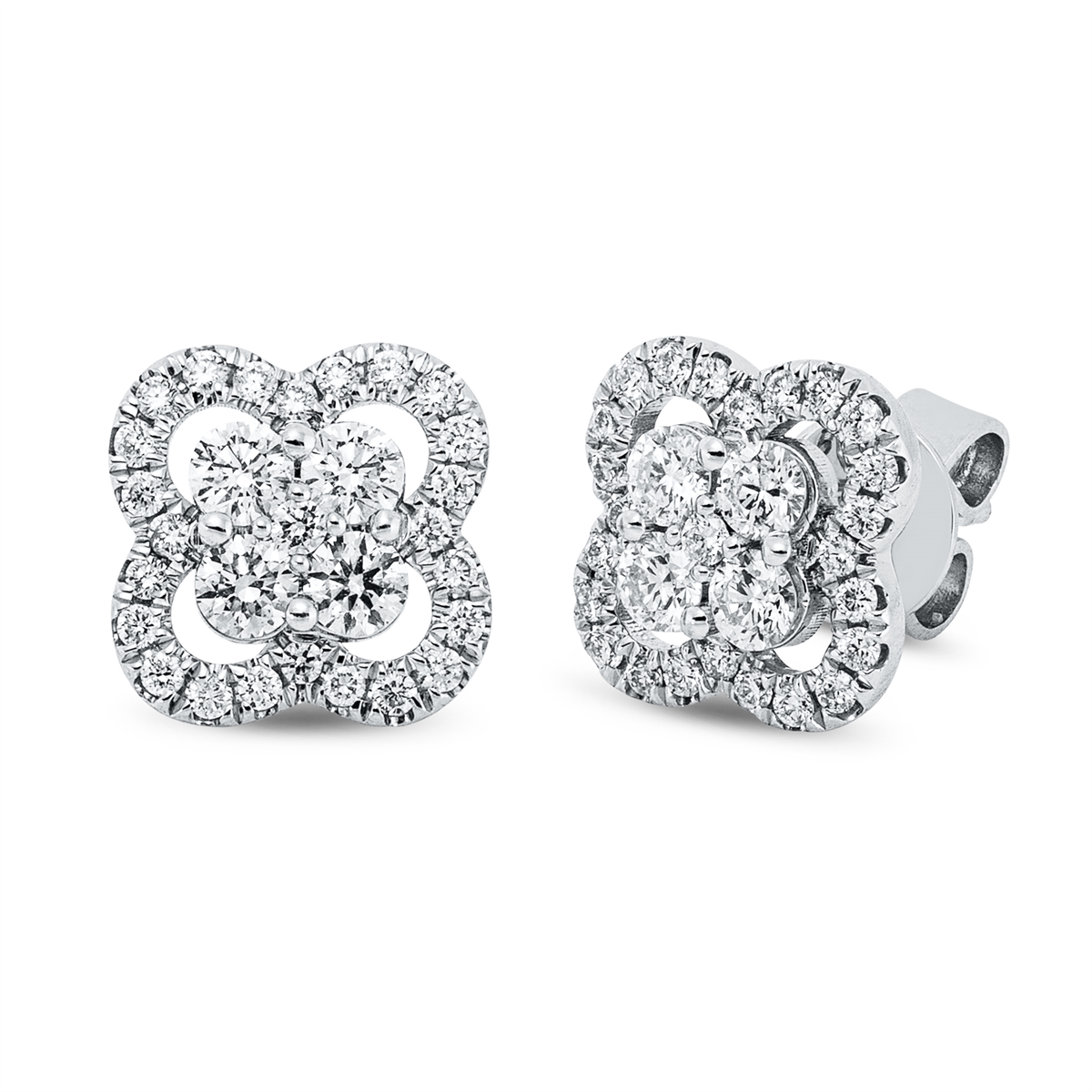 diamond full cut  modern woman studs in white gold
