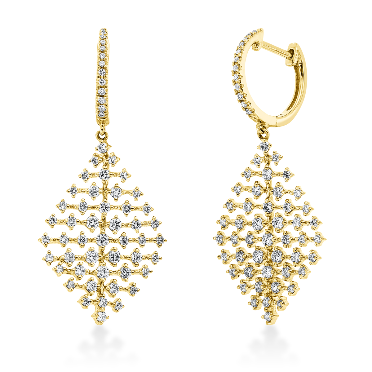 diamond full cut  exclusive earrings in yellow gold