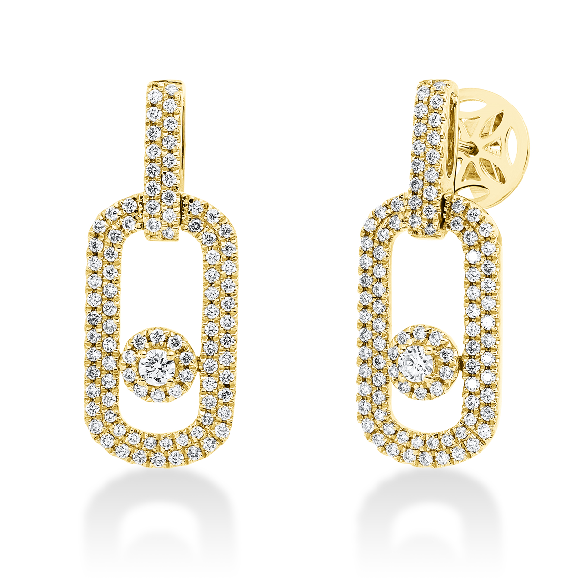 diamond full cut  modern woman earrings in yellow gold