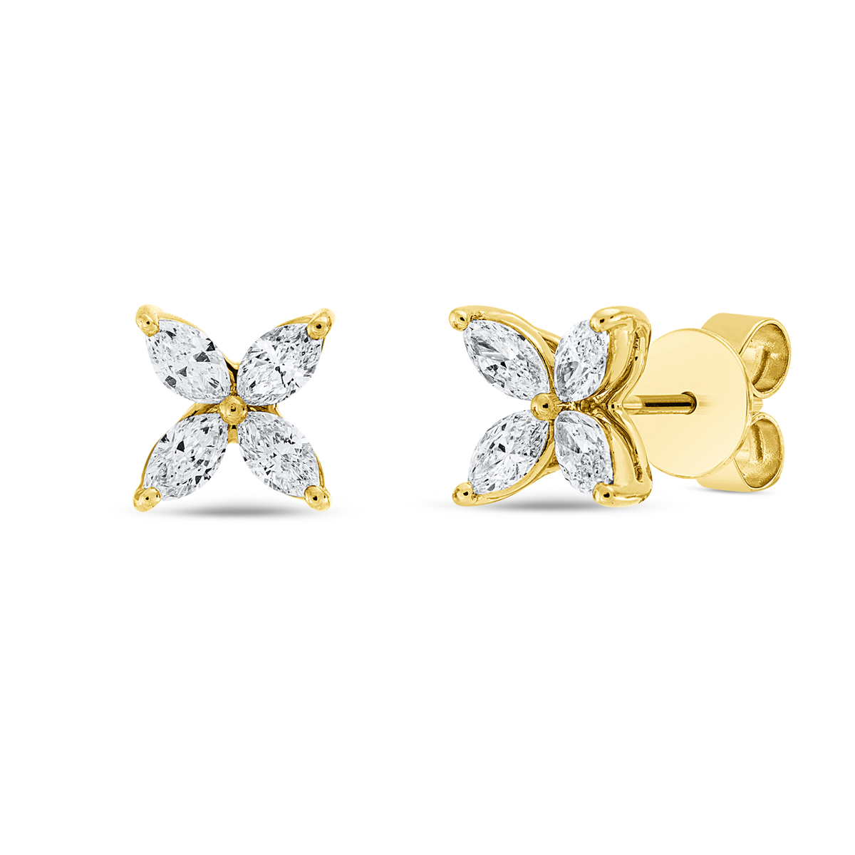 marquise  modern woman studs in yellow gold