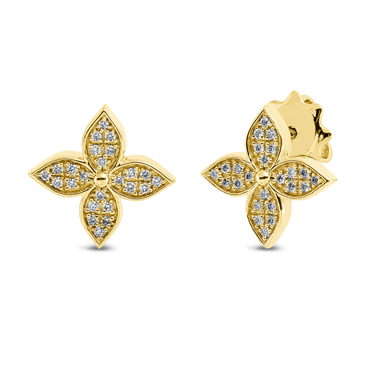 diamond full cut  modern woman studs in yellow gold