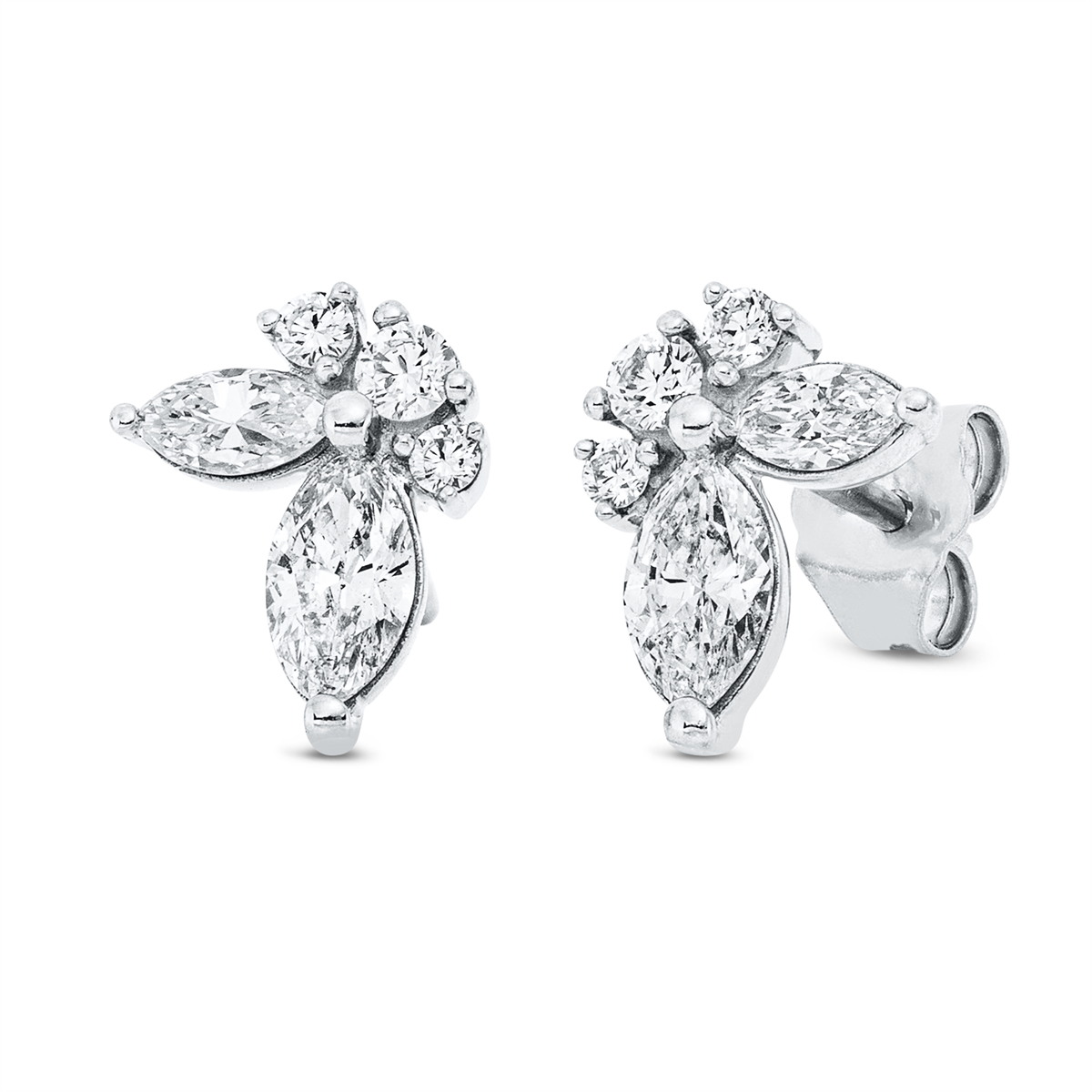 diamond full cut  modern woman studs in white gold